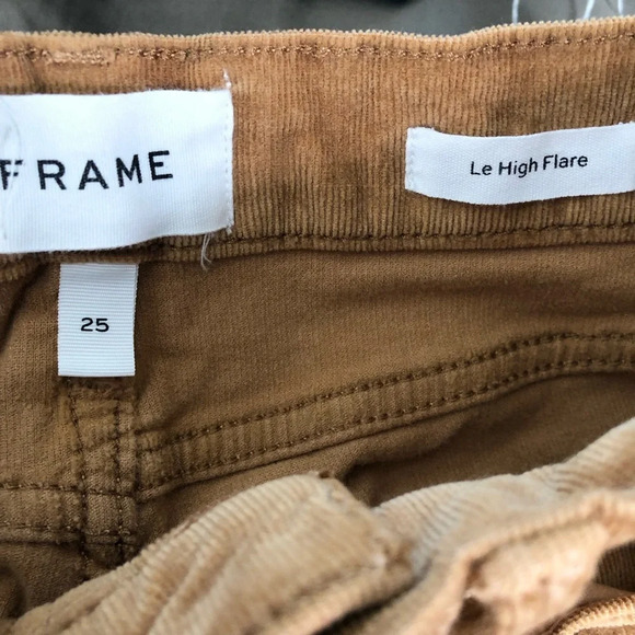 Frame Brown Tan Le High Flare Corduroy Pants 25 - Picture 6 of 10